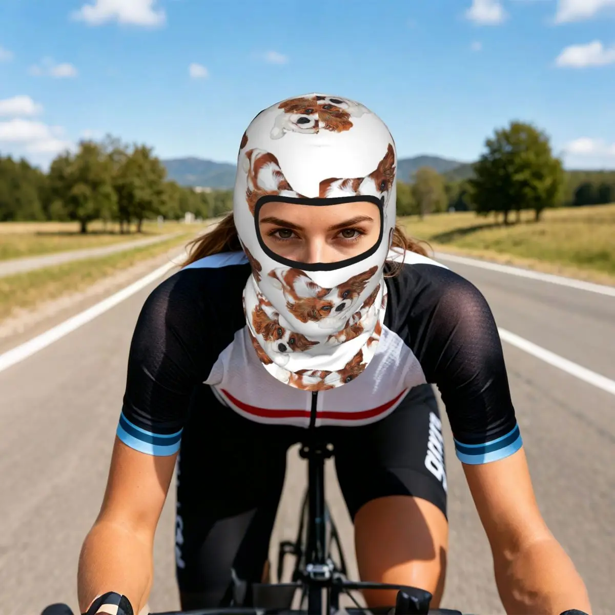 Cavalier King Charles Spaniel Looking Up Breathable Thin Balaclava Full Face Mask Sun Protection Neck Gaiter For Motorcycle