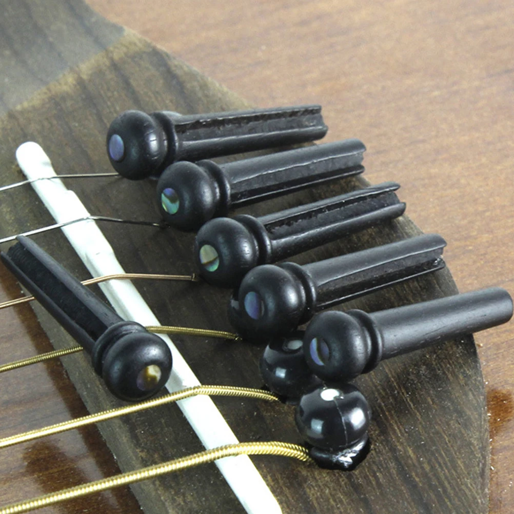 

6 Pcs Guitar String Nails Acoustic Bridge Pins Bass Replacement Black for