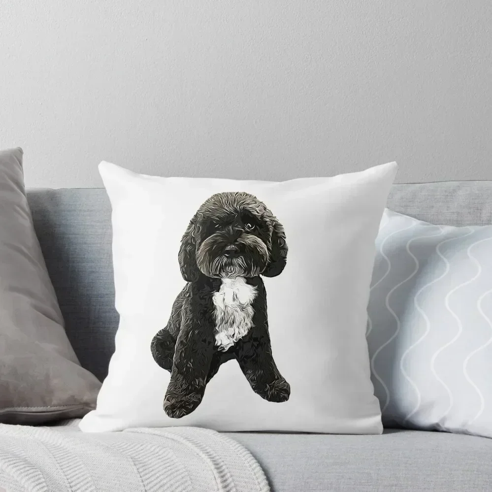 

Cockapoo Cavapoo Black with White Puppy Dog Throw Pillow christmas cushions covers Pillows Aesthetic pillow