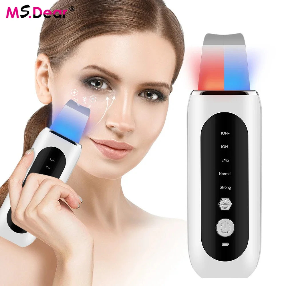 EMS超音波スキンスクラバー フェイススパチュラ フェイシャルスキンエクスフォリエーター スクレーパー＆黒ずみ除去 毛穴クリーナー ディープクレンジング