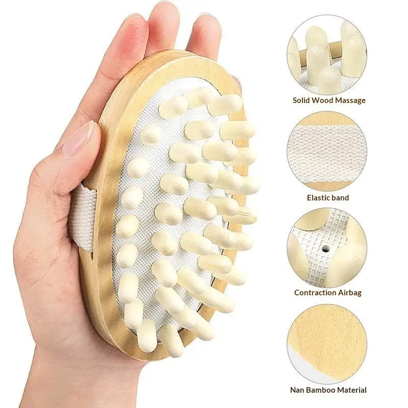 Hot Sale Wooden Body Massage Brush With Smooth Wood Nodes Soft Hand Strap For Muscle Relaxation Exfoliation Spa Care