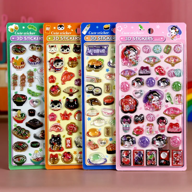 

2pcs 3D Solid Drop Crystal Stickers Sushi Pattern Japanese Classic Dancer Stickers DIY Scrapbook Decor DIY Handmade Hanging Orna