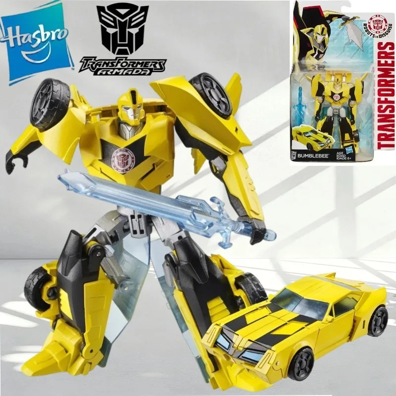 Figura de Acción Original de Hasbro Transformers Robots in Disguise Bumblebee Warrior Class, Modelo en Modo Auto, Juguete en Stock