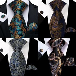 Teal Green Solid Paisley Wedding Tie For Men Fashion Design Quality Hanky Cufflink Men Gift Necktie Set