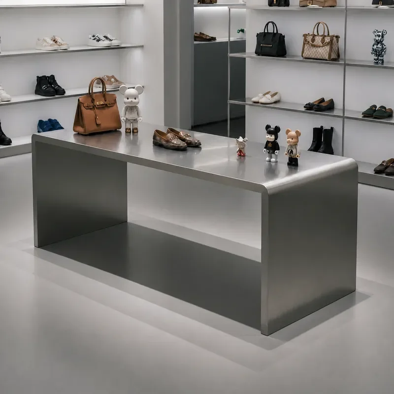 Minimalist Clothing Store Display Table High End Product Sample Stand Beauty Salon Flow Table for Retail Shop Decoration