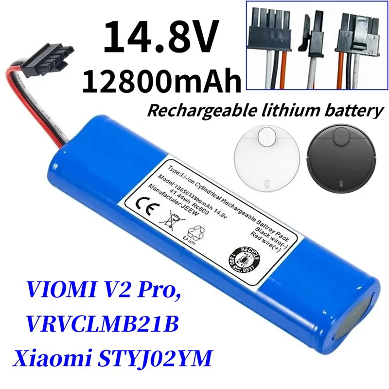 100% New Original 14.8V 12800mAh 18650 Lithium Battery for VIOMI V2 Pro,VRVCLMB21B ，Xiaomi STYJ02YM Replace Battery Accessories