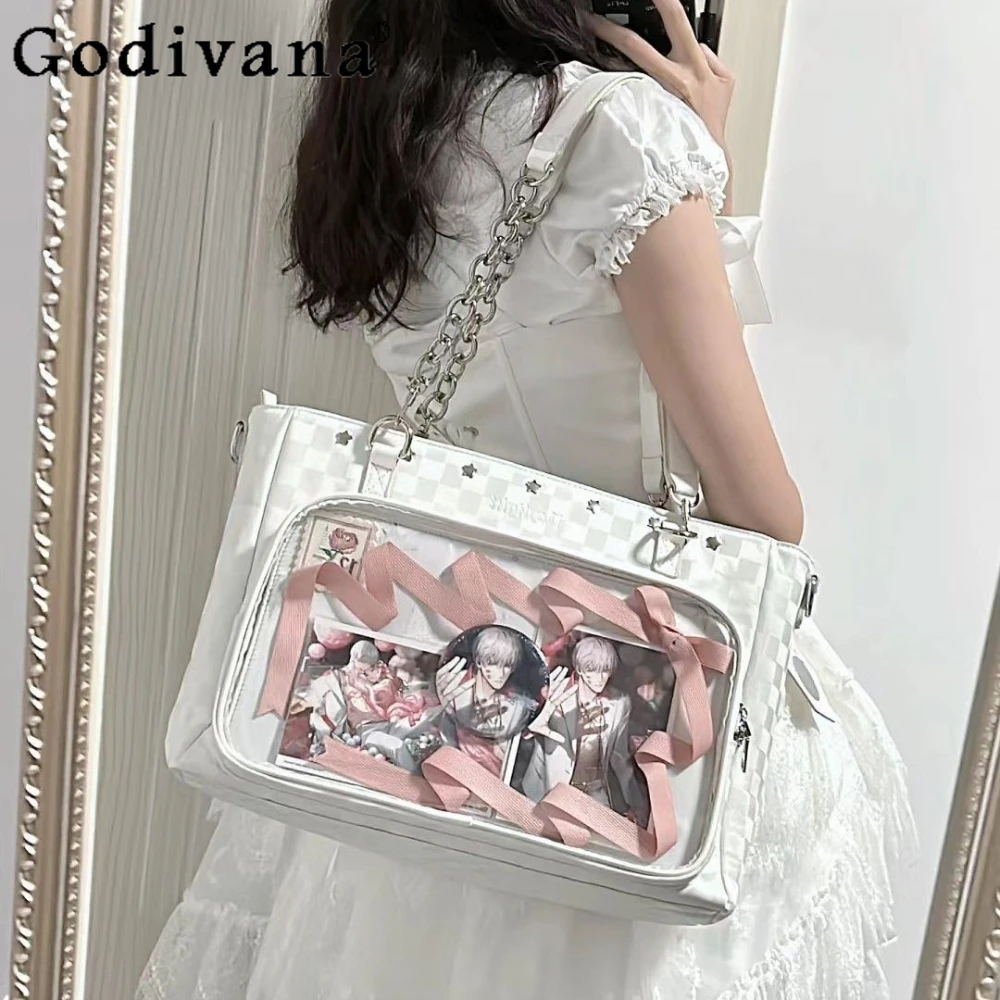 

Women's Pain Bag Bolso Casual Student Japanese Shoulder Bags Portable Cute Fashion Handbag Multi Functional PU Itabag