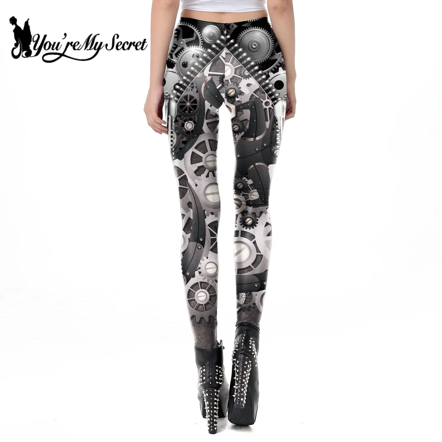 [أنت سريتي] القوطية طماق النساء ثلاثية الأبعاد طباعة سستة بناطيل ضيقة بنطلون الحفلات فاسق نمط الزي يتوهم بوريم فستان