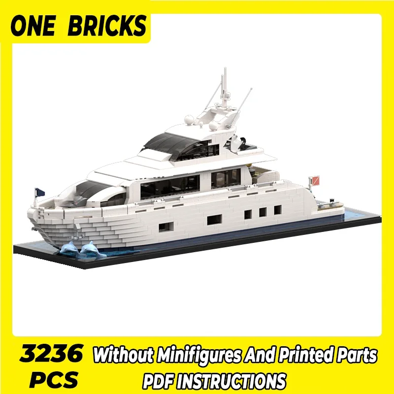 Moc Building Blocks Luxury Yacht Minifigure Size Model Technical Bricks DIY Assembly Construction Toys For Child Holiday Gifts