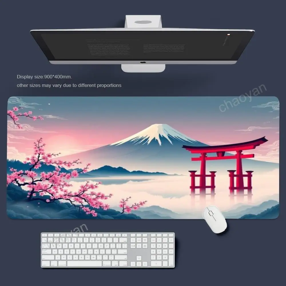 Коврик для мыши с пейзажем вишни, XXL, настольная клавиатура, настольные коврики, игровой противоскользящий настольный коврик, компьютерные аксессуары, длинный коврик для мыши