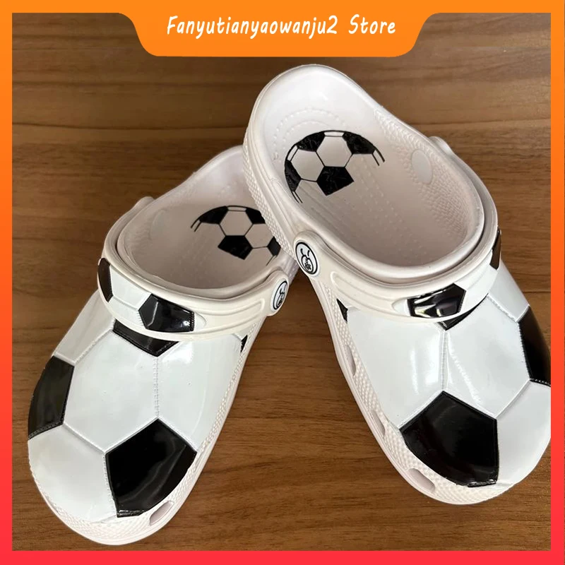 

New Children Football Summer Hole Slippers Shoes Non-Slip Soft-Soled Beach Shoes Dirt-Resistant Lightweight Casual Sandals Gift