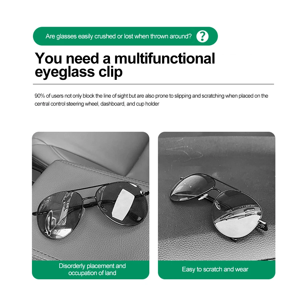 عالمي بو الجلود حامل النظارات الشمسية ، نظارات سيارة جبل ، شماعات النظارات ، مقطع التذاكر ، قناع كليب ، حالة للسيارات
