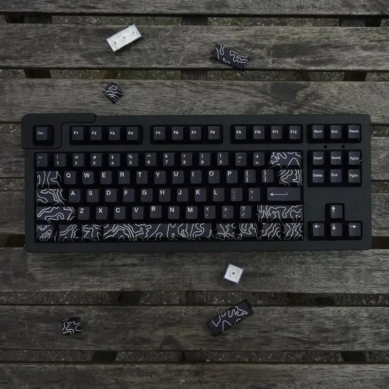 Imagem -01 - Gmk-canyon Preto Teclado Mecânico Key Cap Pbt Keycaps Sublimação de Corante Perfil Cereja 142 Chaves gmk canyon preto teclado mecanico key cap pbt keycaps sublimacao de corante perfil cereja 142 chaves 01