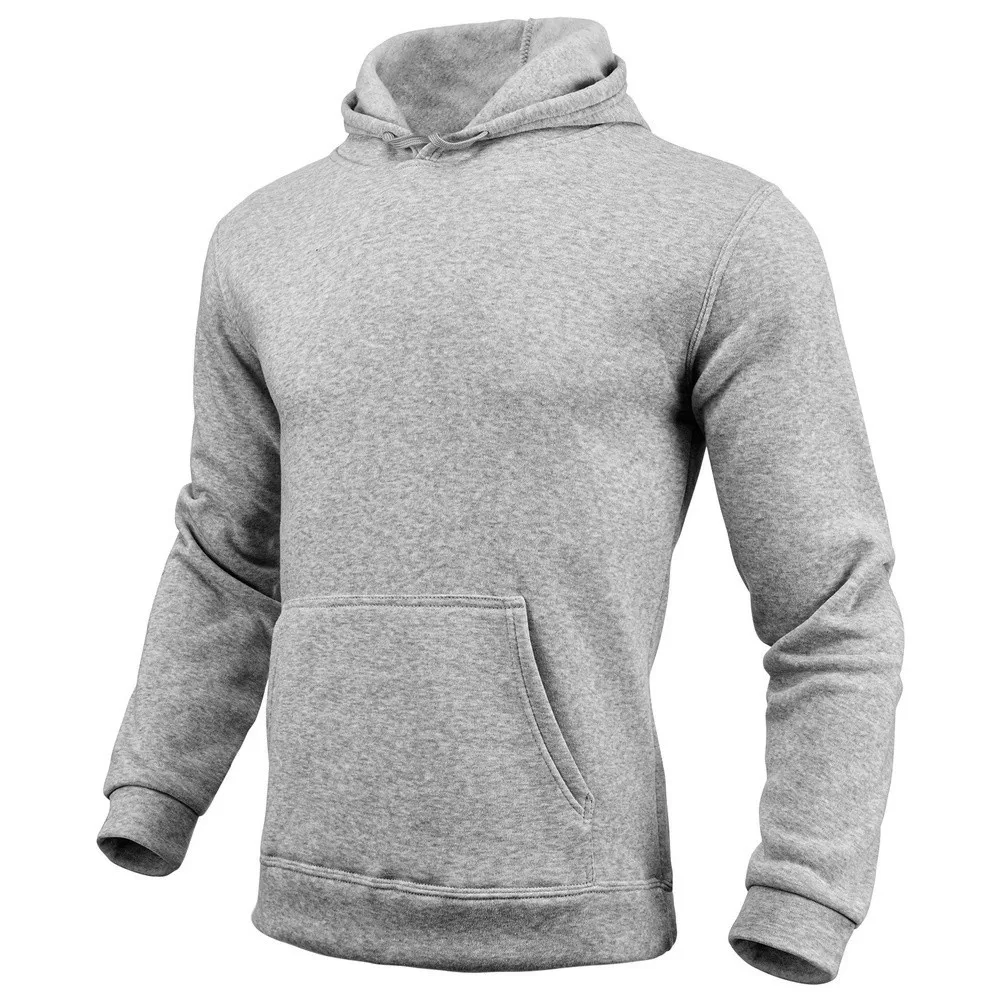 Solid Color Men's Hooded Pullover Sweatshirt with Long Sleeves Loose for Fit Top for Four Seasons Casual and Sport Use