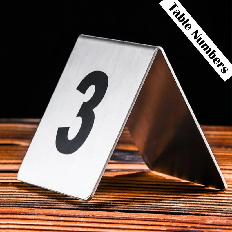 5PCS Double Sides Stainless Steel Table Numbers 1-25 Signs Plates Restaurant Cafe Bar Place Table Marker Desk Digit Card Holders