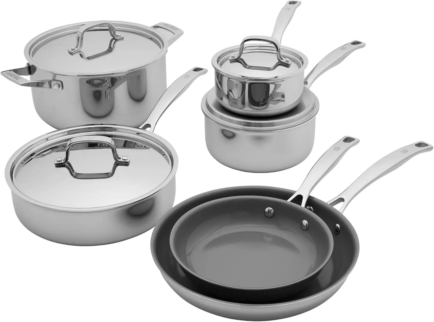 Henckels Clad Alliance 10-Pc Ceramic Cookware Set, Dutch Oven With Lid, Compatible With All Stovetops, Induction Cookware, Oven