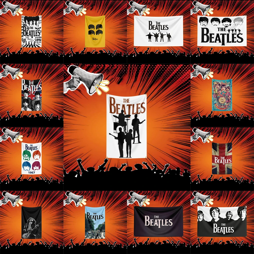 The Beatles Inspired Rock Music Flag  Polyester Banner For Bedroom Wall Decor Music Fans Gift