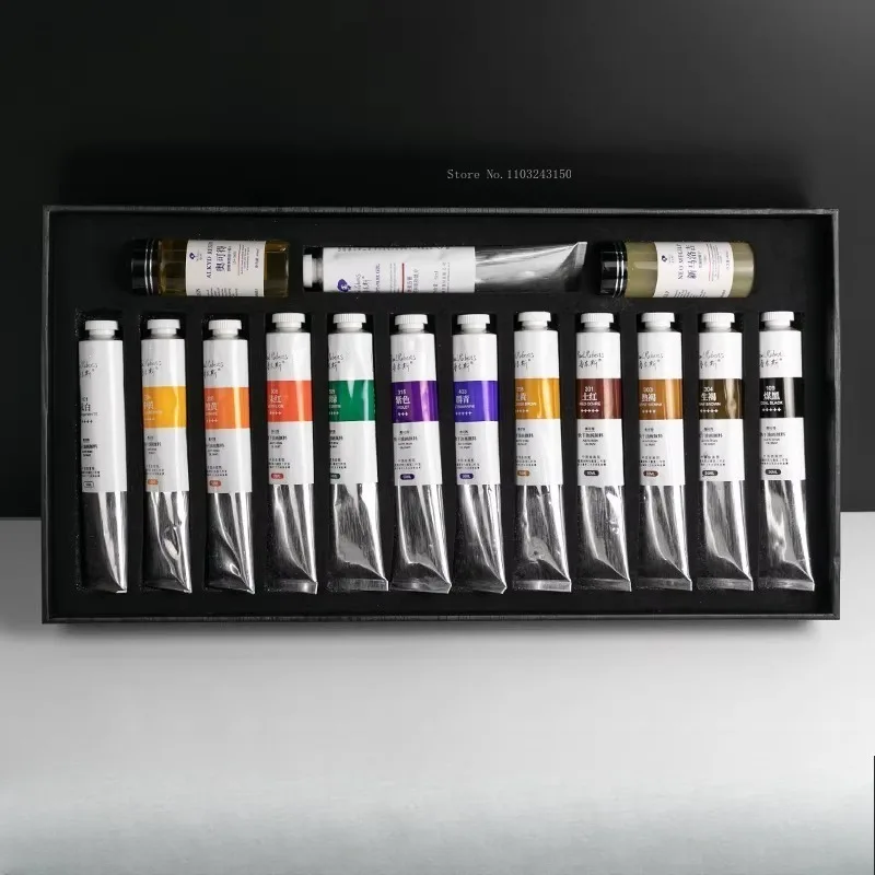 12 Colors 50ml Rubens Quick Drying Oil Painting Set Beginner Outdoor Sketch Painting Creation Water Color Artist's Art Supplies