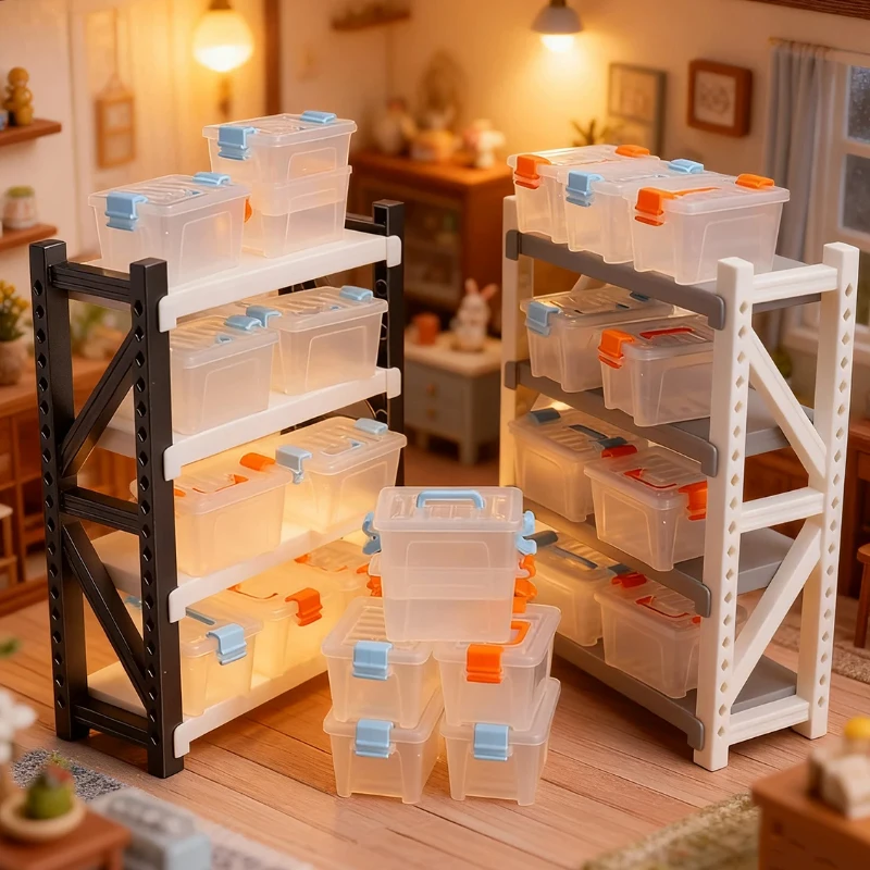 5/10 Stück Puppenhaus Mini-Aufbewahrungsbox Transparente Werkzeugkiste Modell Puppenhaus Heimdekoration Puppenhaus Mikro-Szenen-Dekor Requisiten – Detail 8