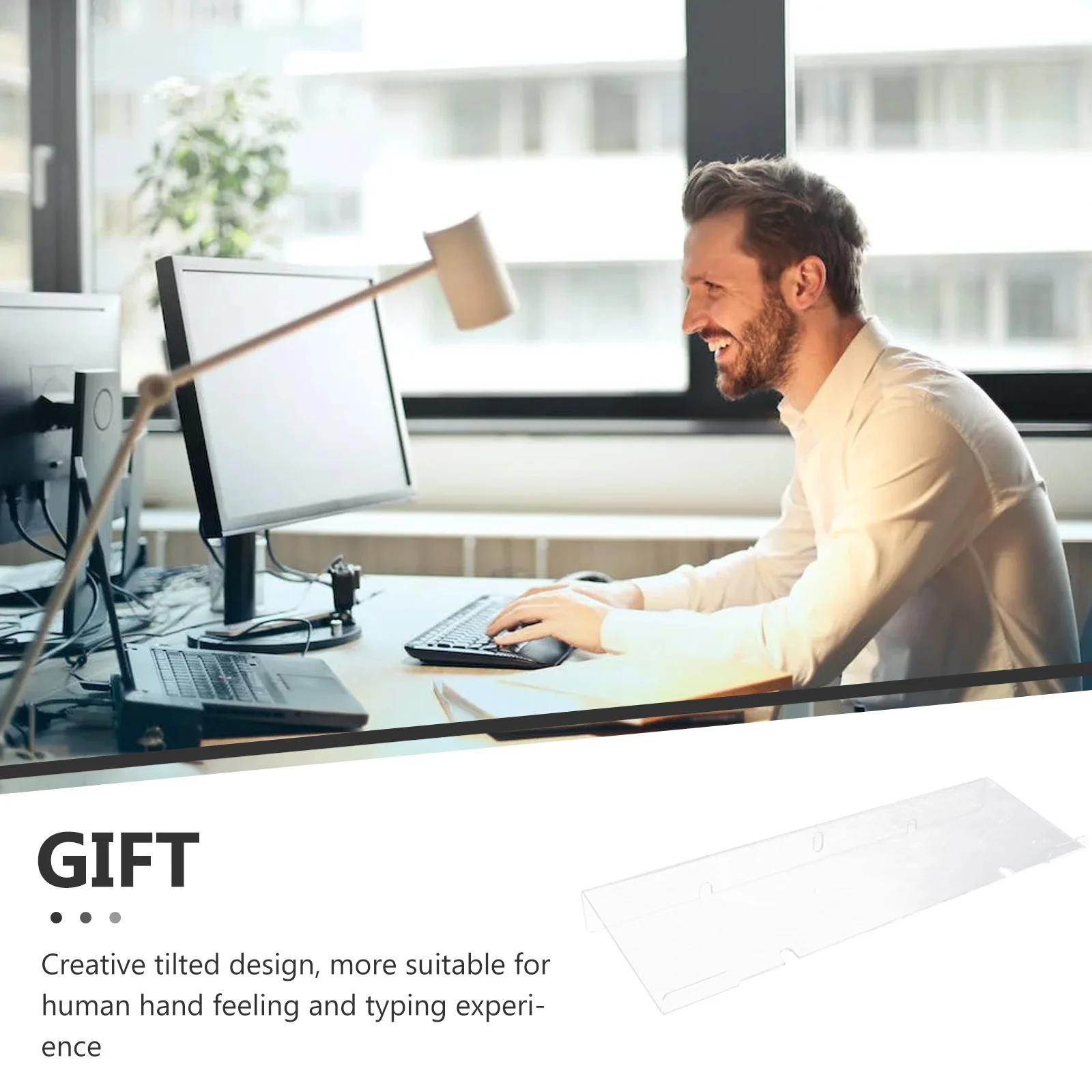

Creative Tilted Acrylic Keyboard Holder Stand Clear Ergonomic Office Computer Accessories Desktop Gaming Desk Organizer Bracket