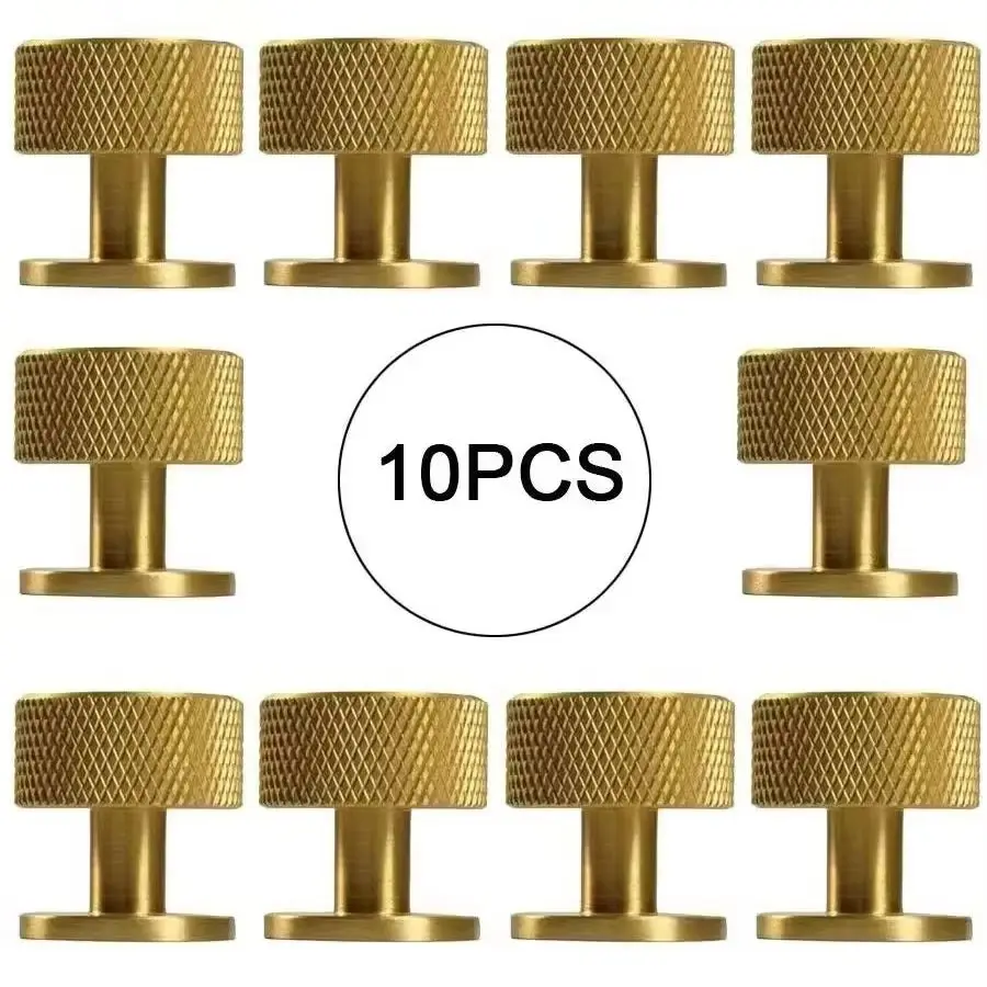 

European 10PCS Solid Brass Knurled Furniture Handles Drawer Knobs Cupboard Wardrobe Closet Dresser Cabinet Door Pulls Knobs