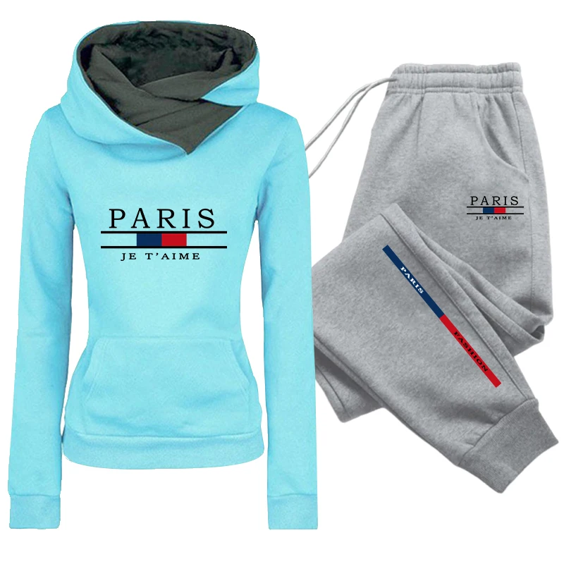 2026 Modischer Bedruckter Trainingsanzug mit Kapuzenpullover und Jogginghose Herbst Winter Damen Täglicher Lässiger Sport-Outfit Damen-Set/Hoodie/Hose – Detail 3