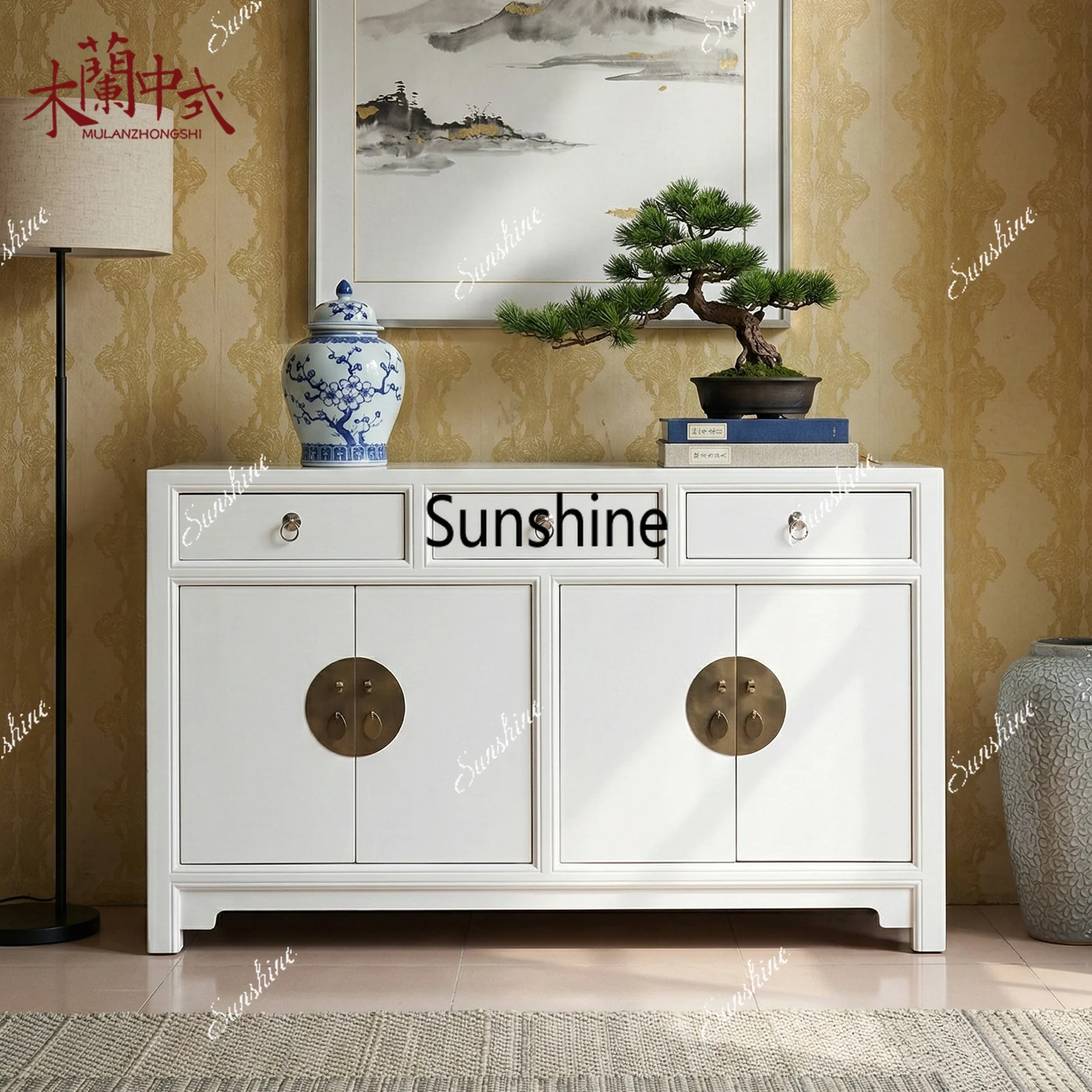 New Chinese solid wood antique simple shoe cabinet retro side cabinet