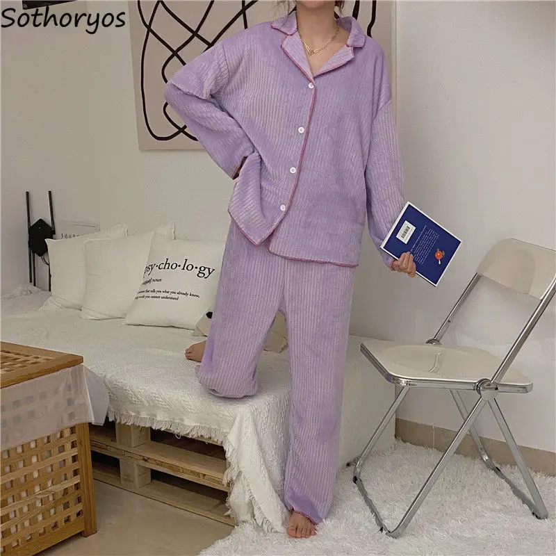 

Women Pajama Sets Sweet Ulzzang Patchwork Casual Chic Females Gentle Homewear Popular Long Sleeve Pajama Simple New Comfortable