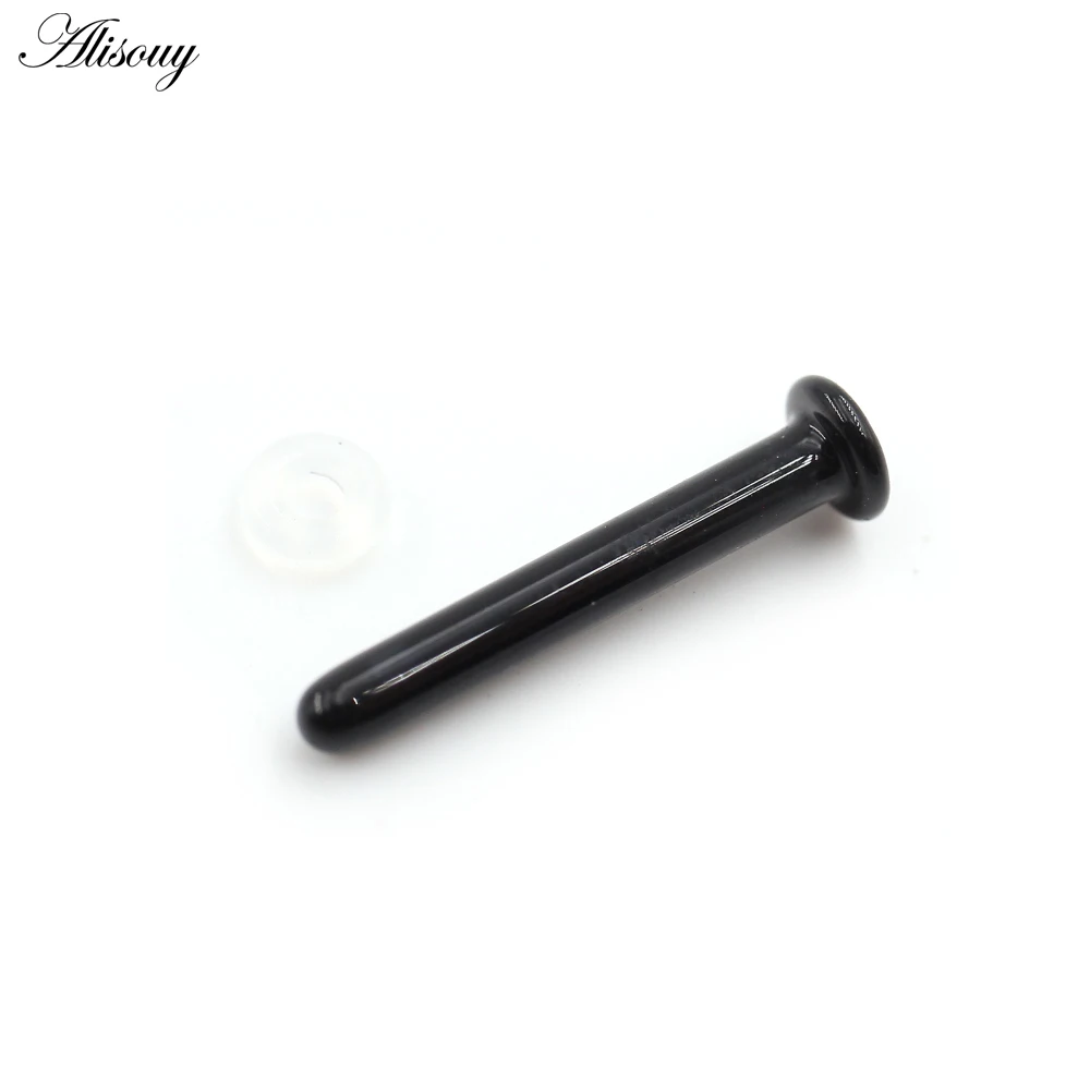 Alisouy 1PC Transparent Glass Straight Bar Nose Rings Ear Septum Cartilage Tragus Helix Daith Stud Earring Piercing Body Jewelry