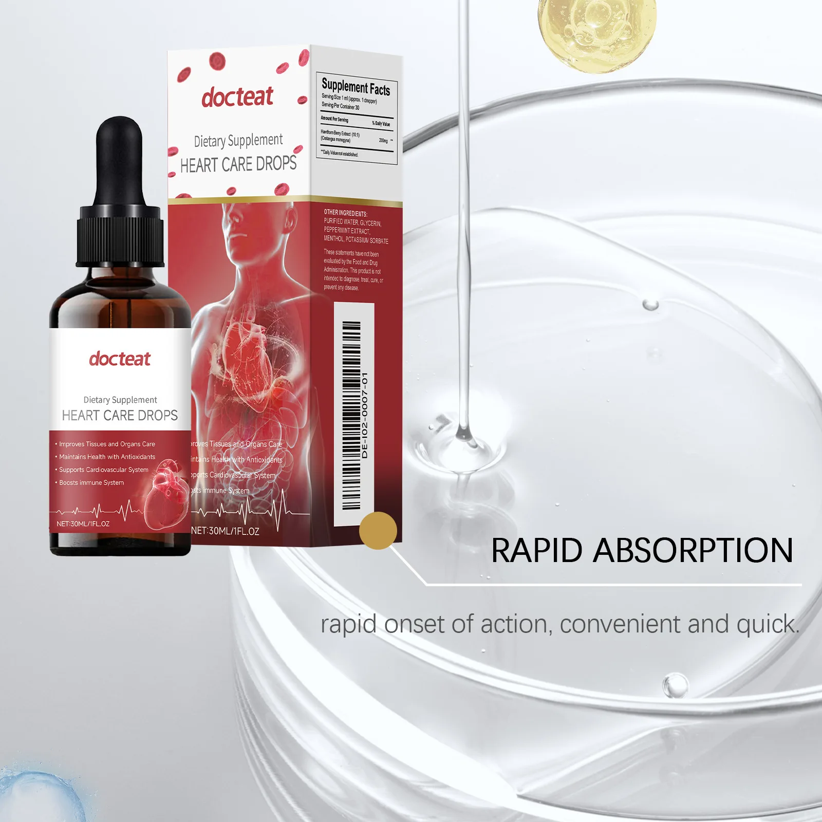 Hawthorn Berry Liquid Drops Herbal Extract Supplement Supports Cardiovascular Health Heart Function & Healthy Blood Circulation