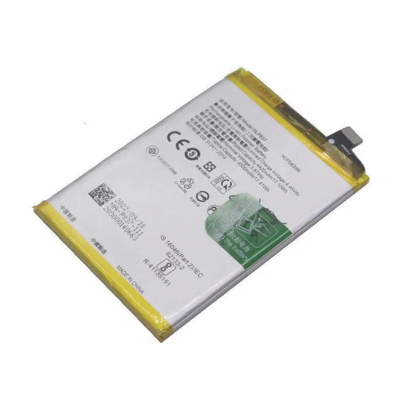 1x 4500mAh 17.41Wh BLP837 Replacement Battery For Oppo Realme 8 Pro RMX3081 / 9 Pro+ 9 Pro Plus RMX3392 RMX3393 Batteries