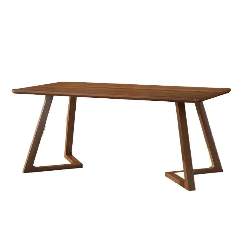 Table à manger nordique tout en bois massif, café en noyer léger, luxe, moderne, simple, salon, hôtel