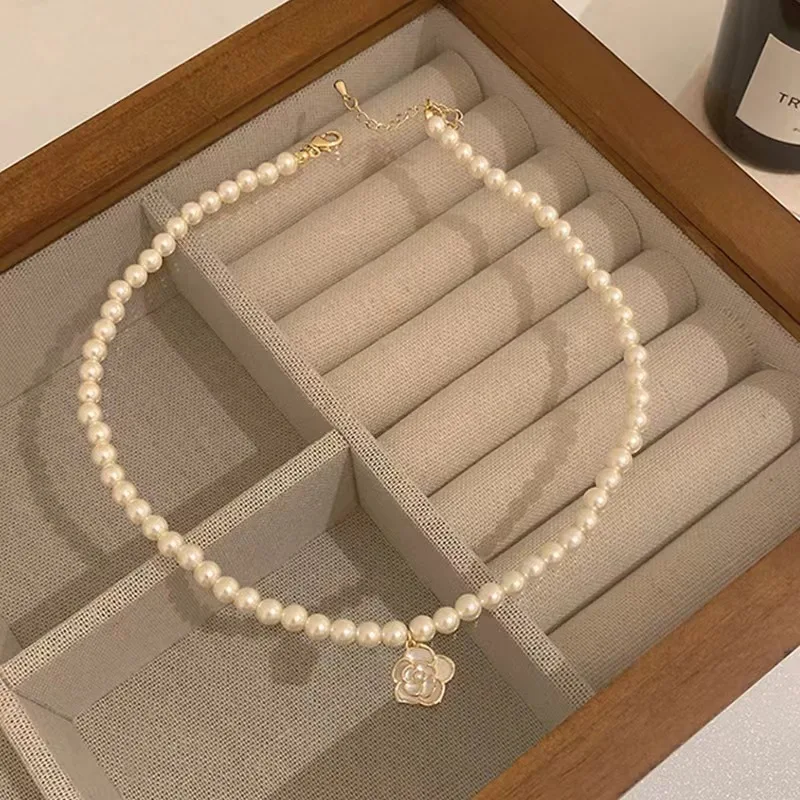 Luxury Necklace big brand Camellia Imitation of pearls necklace female women's neck chain neck chokers 2025