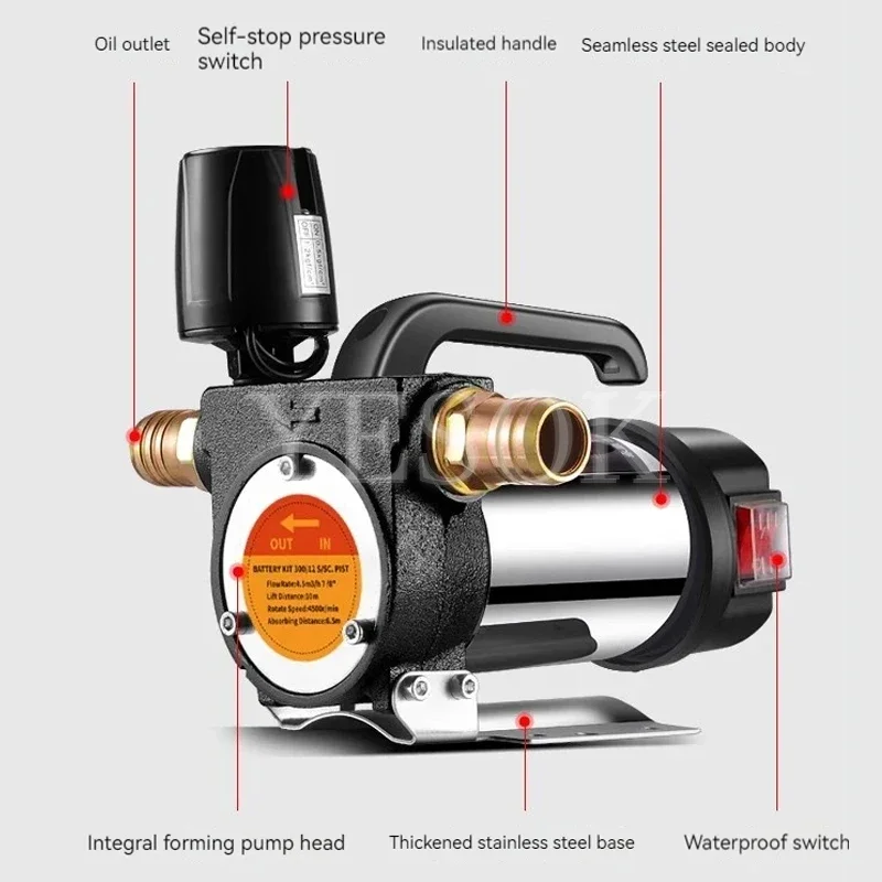 12V/24V/220V Fuel Transfer Pump For Diesel Kerosene 990W  Automatically Stop Electric Oil Pump Fuel Dispenser Self-Priming Pump