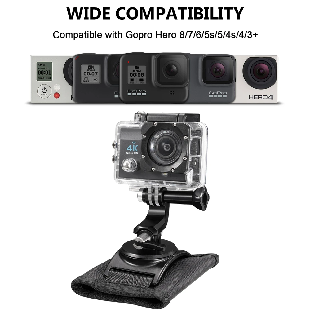360 Degree Rotary Backpack Clip Accessories for Gopro11/10/9 Insta360 Oner Action3 Camera Shoulder Belt Phone Fixed