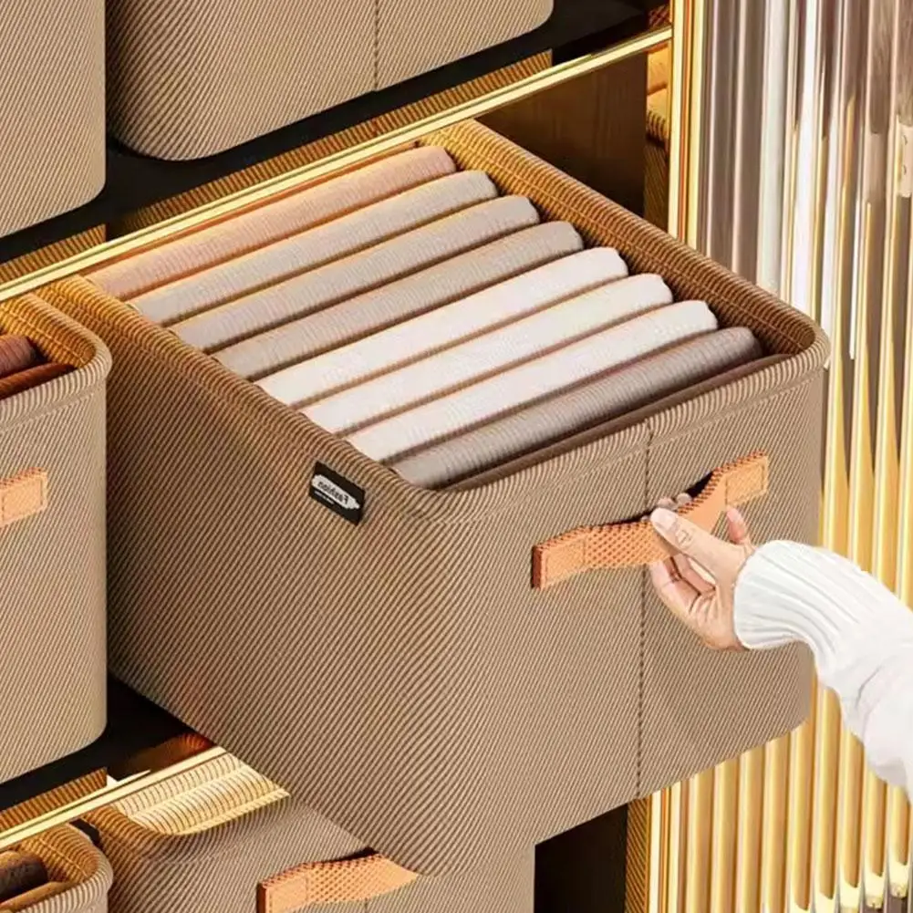 Organizador de Armario Portátil para Dormitorio, Caja de Almacenamiento de Pantalones, Organizadores de Ropa para Armarios y Cajones, Cajas Plegables de Tela ﻿
