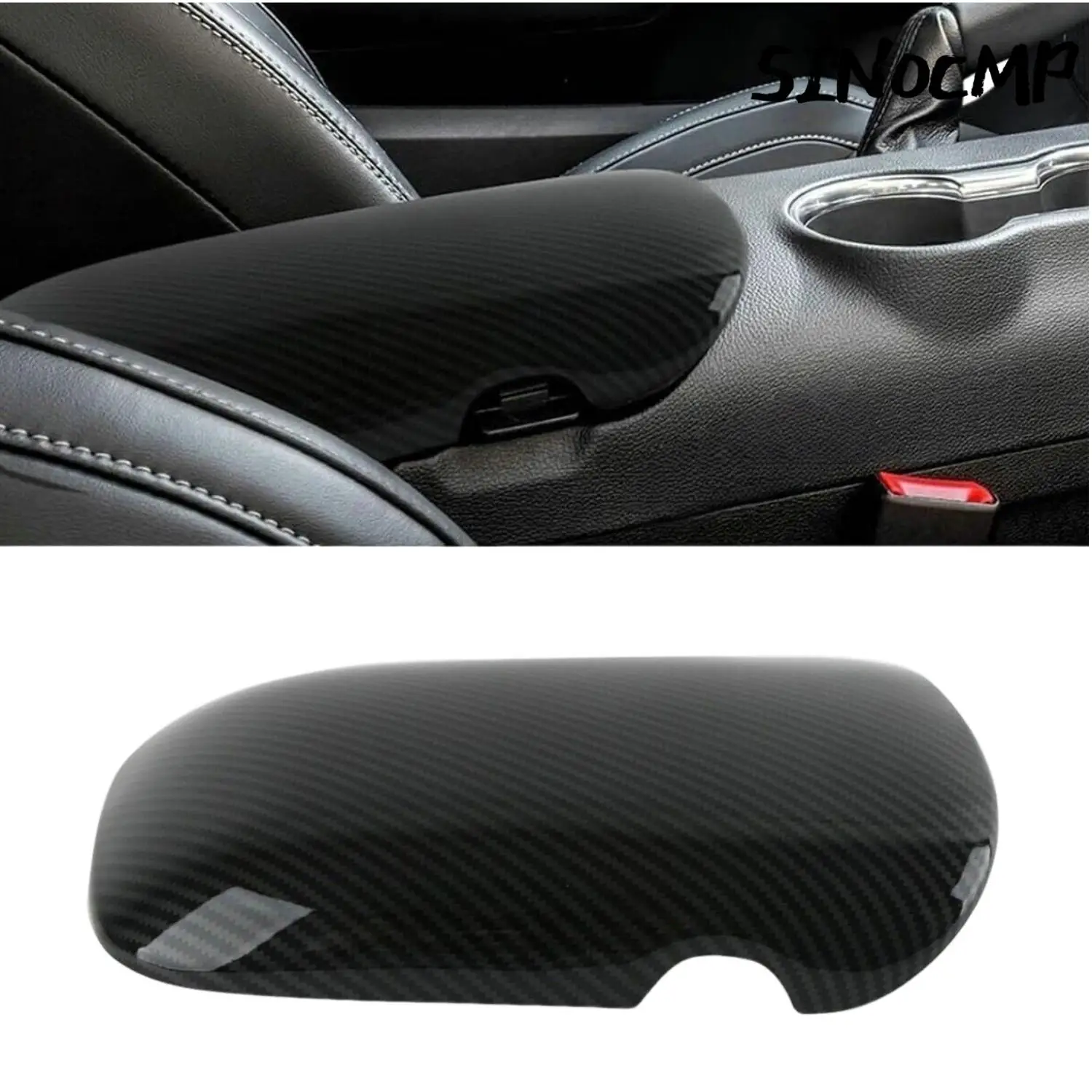 1Pc ABS Center Console Armrest Lid Box For Ford Mustang 2015-2024  Carbon Fiber Cover Interior Accessories Automobiles Parts