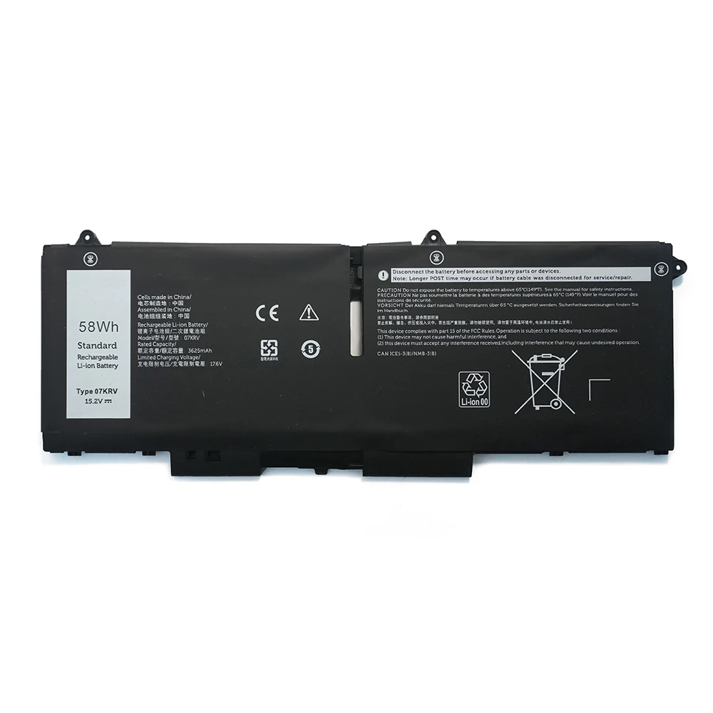 07KRV 15.2V 58Wh 3625mAh Laptop Battery For Dell Latitude 5530 5430 5330 Precision 3570 P104F P137G Series H4PVC Y86WG 4FVJG