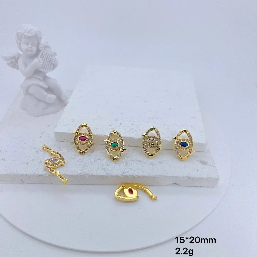 

1Pcs Eye Shape Connector for Diy Jewelry Accessorie Copper Plated Inlay Zircon Clasp Bracelet Necklace Making Supplies Wholesale