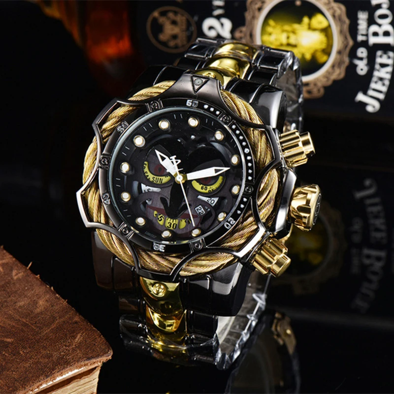 Fashion New Men\'s Quartz Watch with Joker Pattern Large Plate Multi functional Alloy Strap Waterproof Quartz Casual Business Wat