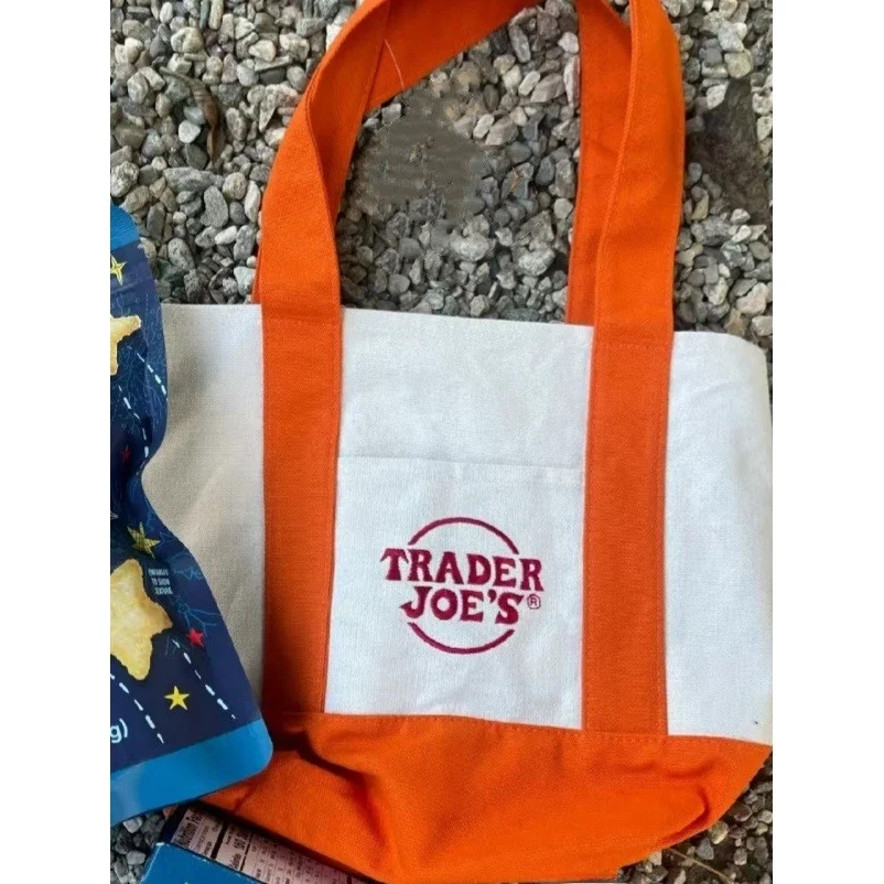  Canvas Tote Bag Trendy Brand TRJoes Summer Convenient Holiday Bag Double Strap Macaron Color Stitching Splice Element