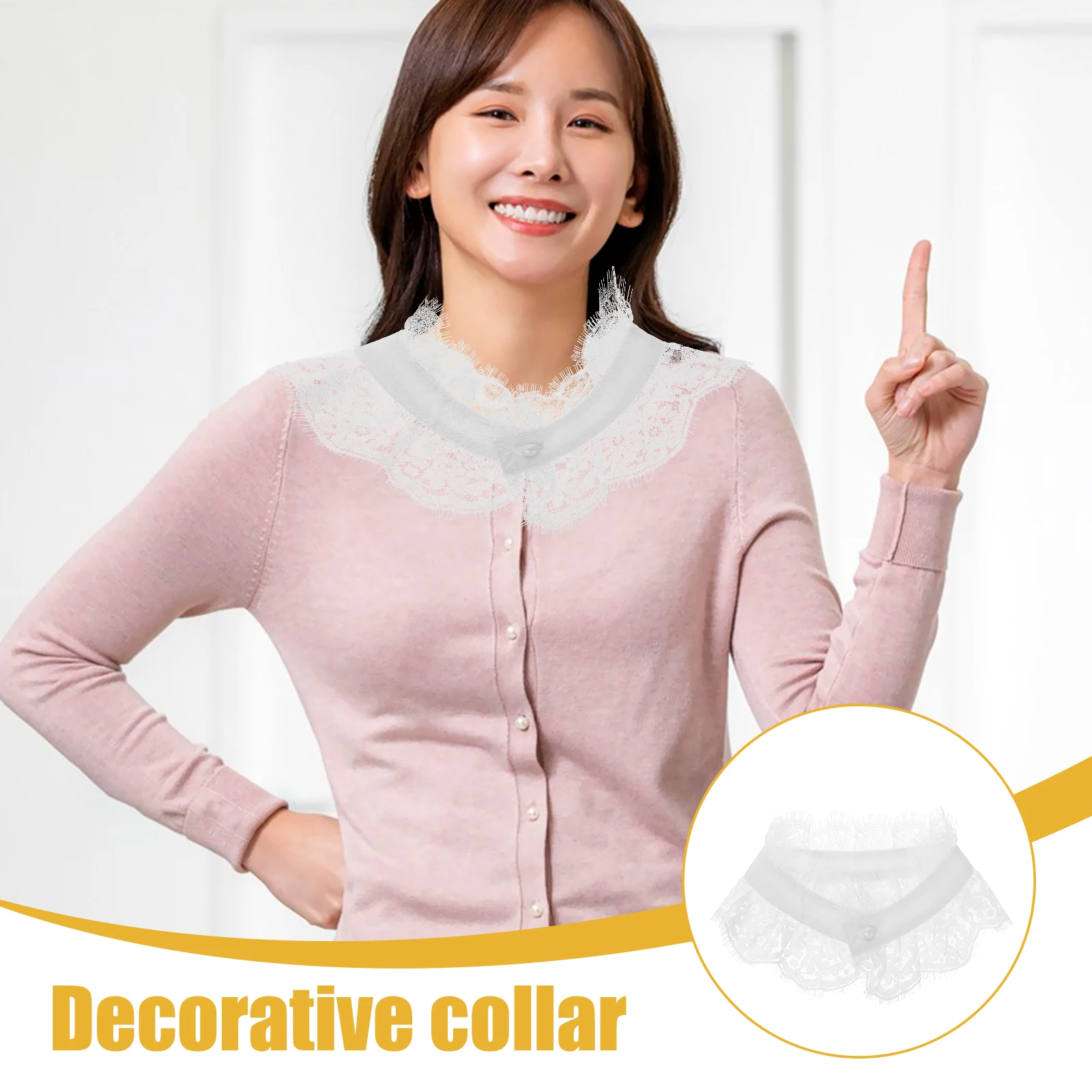 كاذبة الدانتيل طوق انفصال ديكي بلوزة نصف قميص مطرزة فو طوق شال للنساء فستان سترة أنيقة