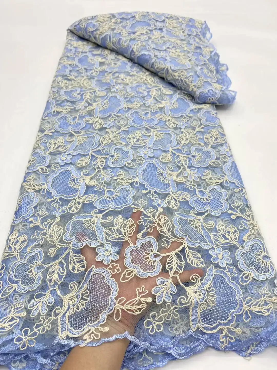 아프리카 그물 레이스 원단 여성을위한 고품질 프랑스 나이지리아 자수 메쉬 원단 럭셔리 웨딩 드레스, 5 야드