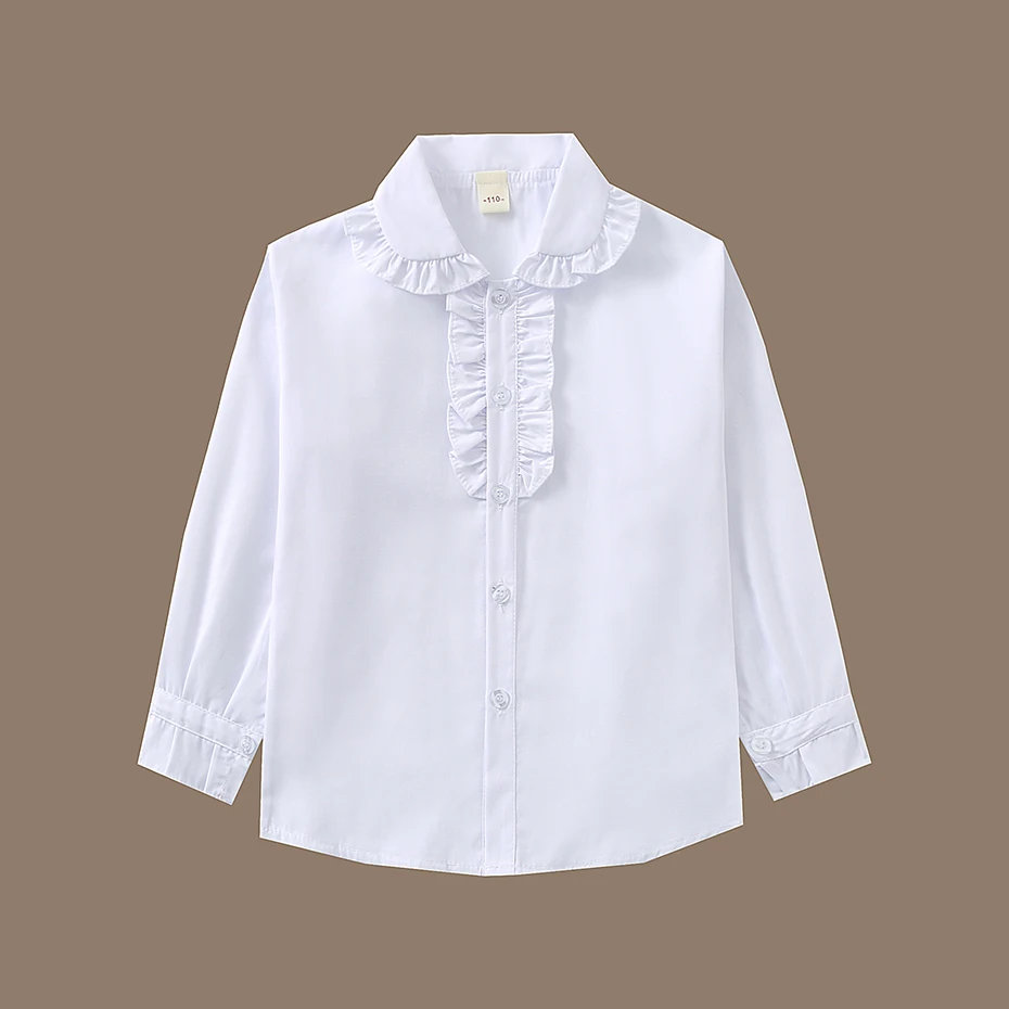 Girls White Blouse Solid Color Girls Tops Spring Autumn Blouse Girl Casual Style Teenager Clothes Girls 6 8 10 12 14