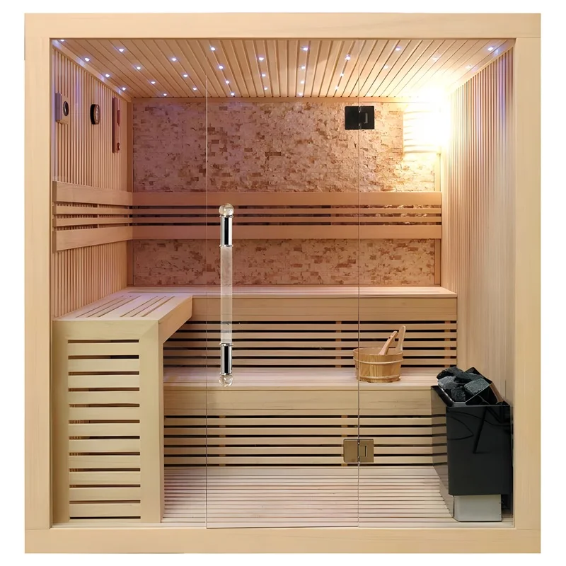 

Hot Sale Indoor Wooden Tradition Wet Sauna for 5 Person