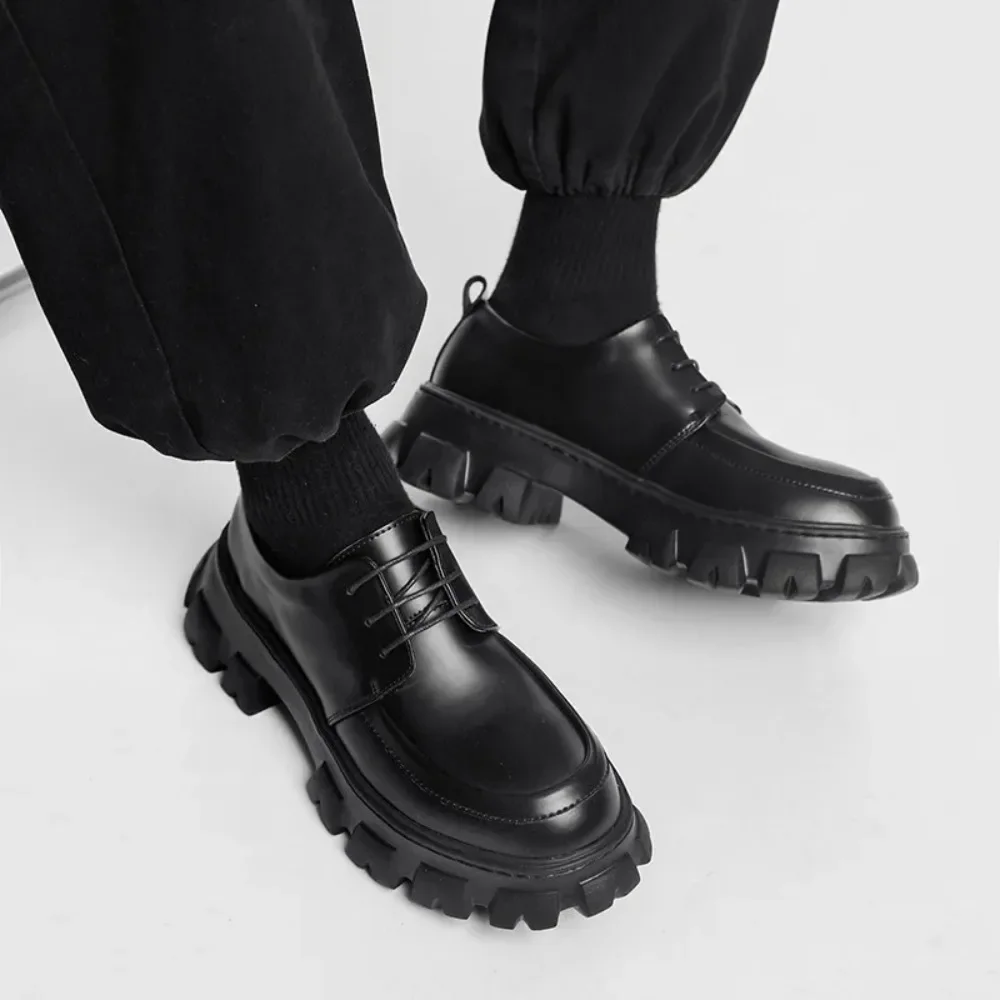 

Casual Leather Shoes Mens Spring\Autumn with Thick Soles \ High Height Shoes for British Formal Leather Shoes Male Loafers Men