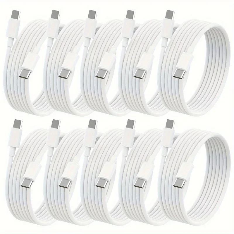 10 Pack 6.6ft (60W/3.1A) USB C to USB C Cable Type C Fast Charging Cable for iPhone 15/15 Pro/15 Plus/15 Pro Max, MacBook Pro