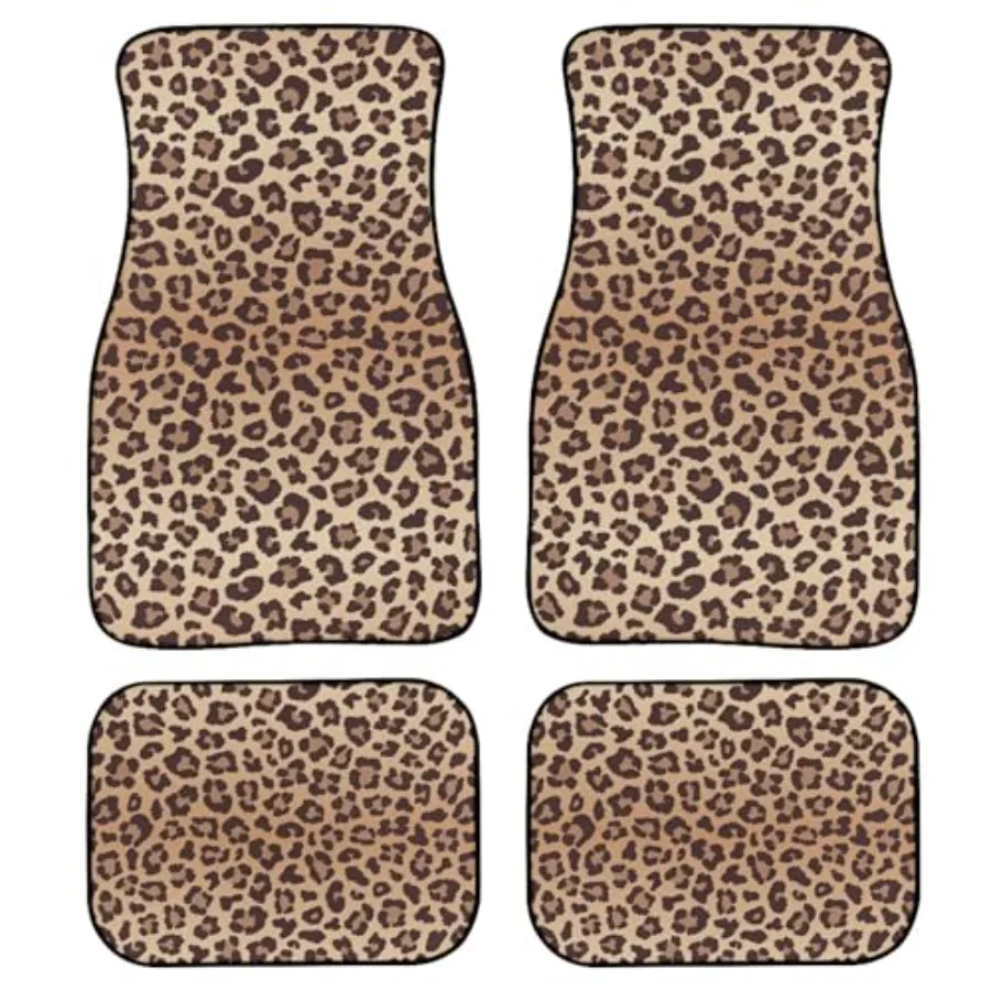 

Leopard Print Car Floor Mats Universal Abstract Cheetah Pattern Wild Animal Skin Texture Floor Mats for Cars Front Rear Car Foo