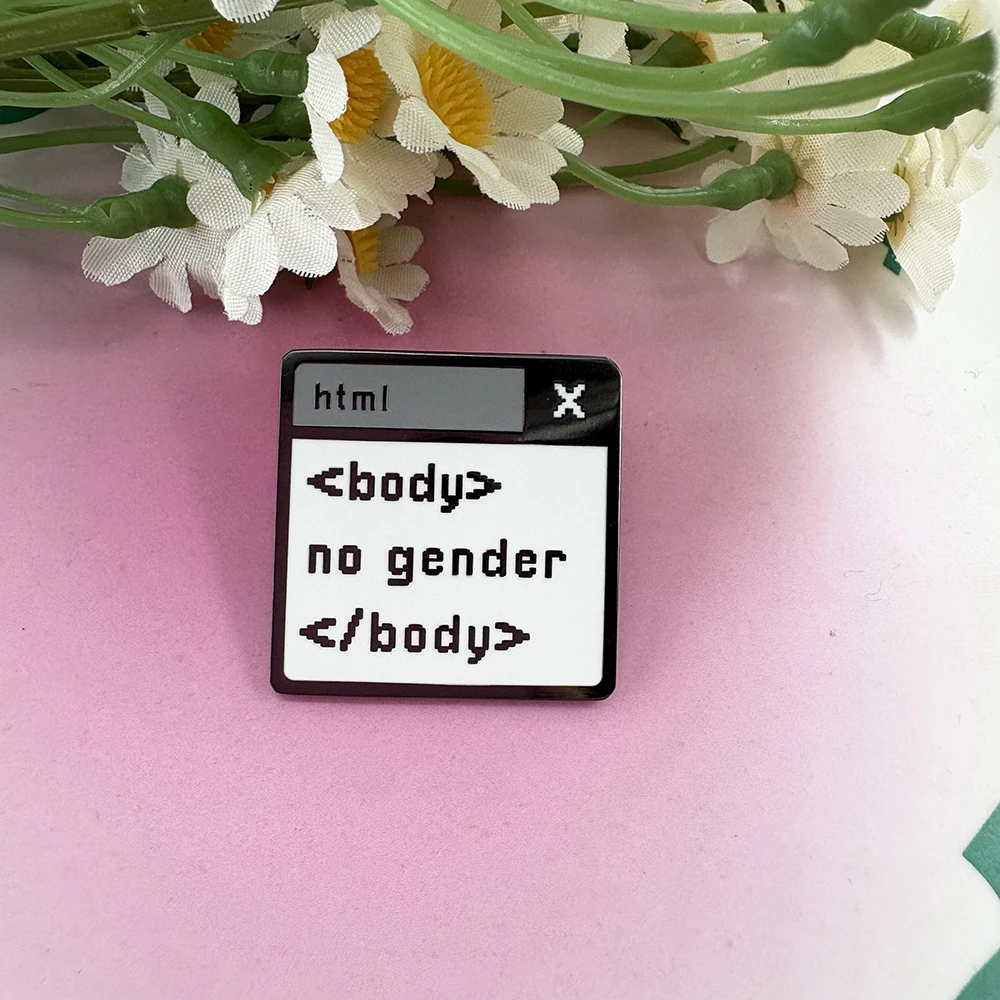 Html الجسم لا الجنس المينا بروش المتحولين جنسيا عبر/غير ثنائي التلبيب دبوس Html-المبرمج تذكارية هدية شارة الملحقات جمع