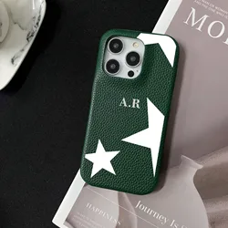 Personalise Initial Letters Leather PU Soft leather Case For Iphone 14 13 15 17 Pro Xs Max 12 Mini 11 XR 16 Plus Luxury Covers